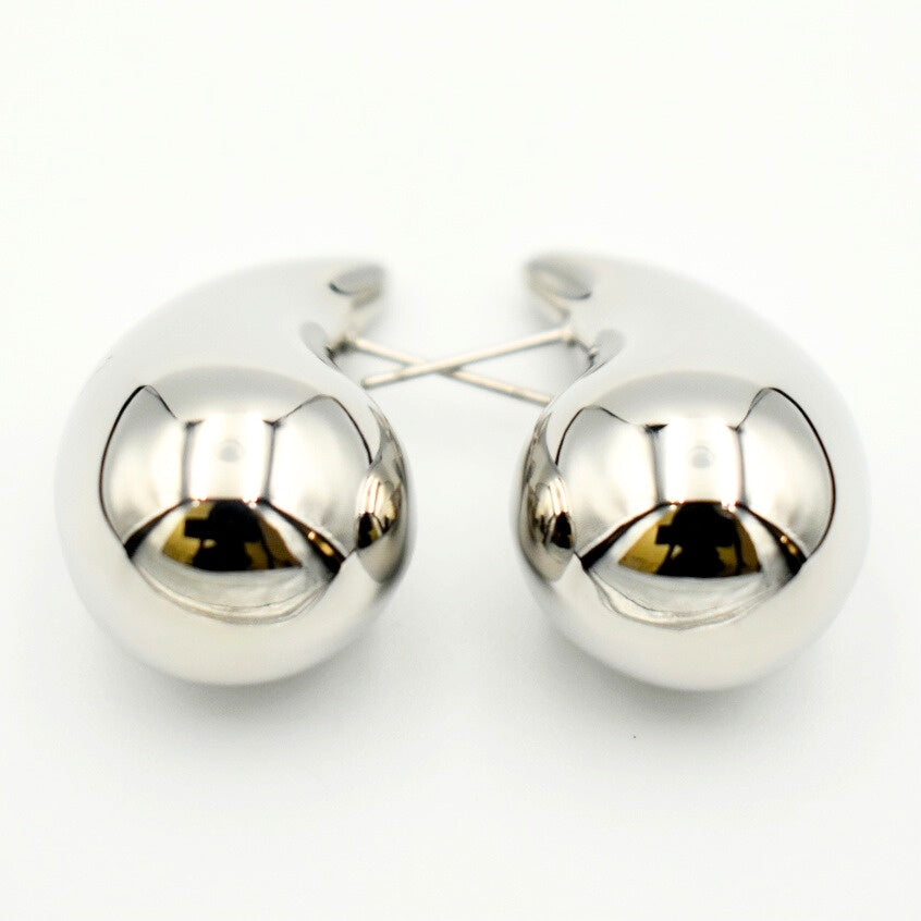 Rhodium Plated Chunky Large Teardrop Earrings 11162