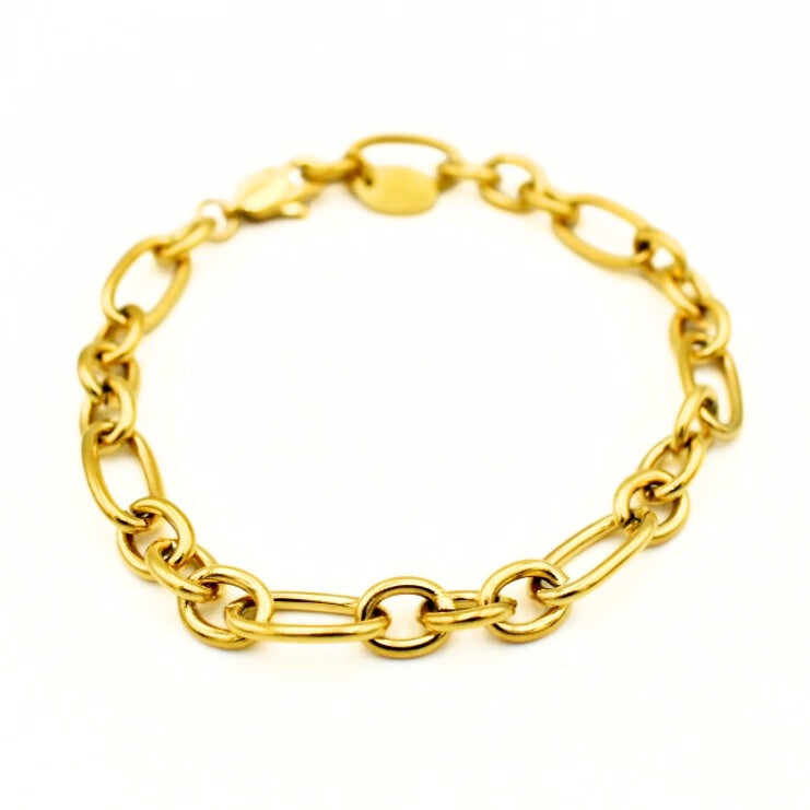 Gold Toned Finish Link Chain Bracelet