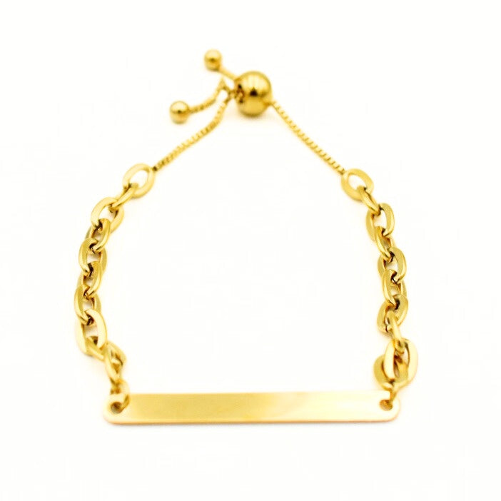 Gold Toned ID Adujustable Bracelet