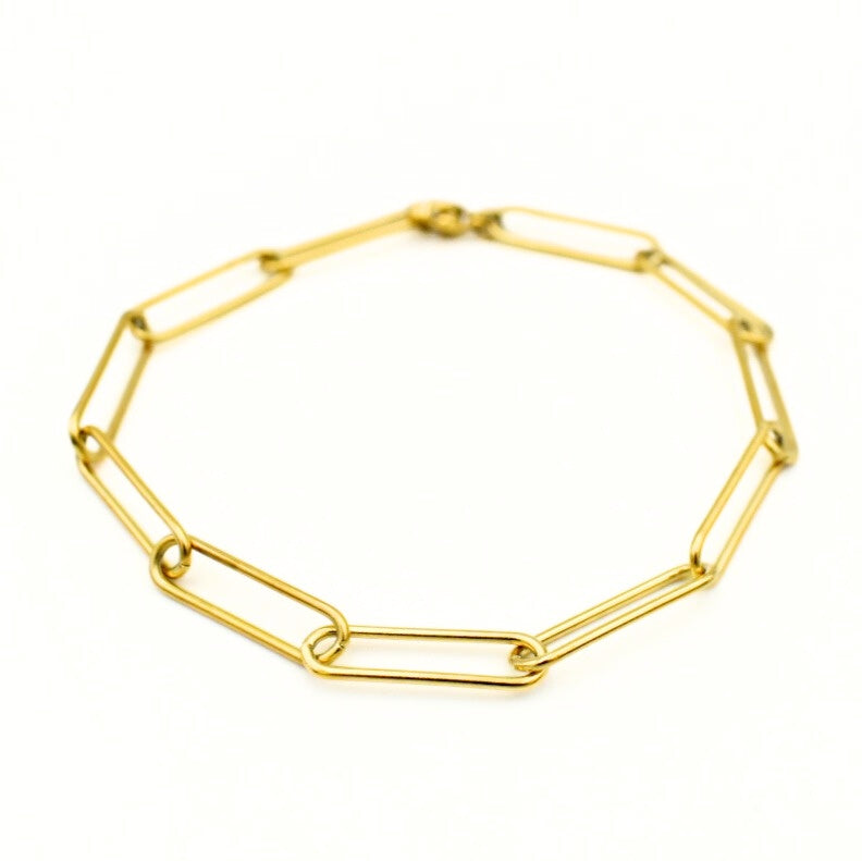 Gold Toned Paper Pin Link Bracelet