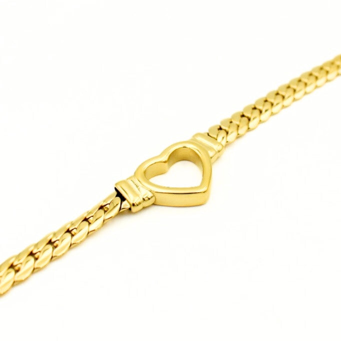 Gold Toned hallow Heart Cuban Bracelet