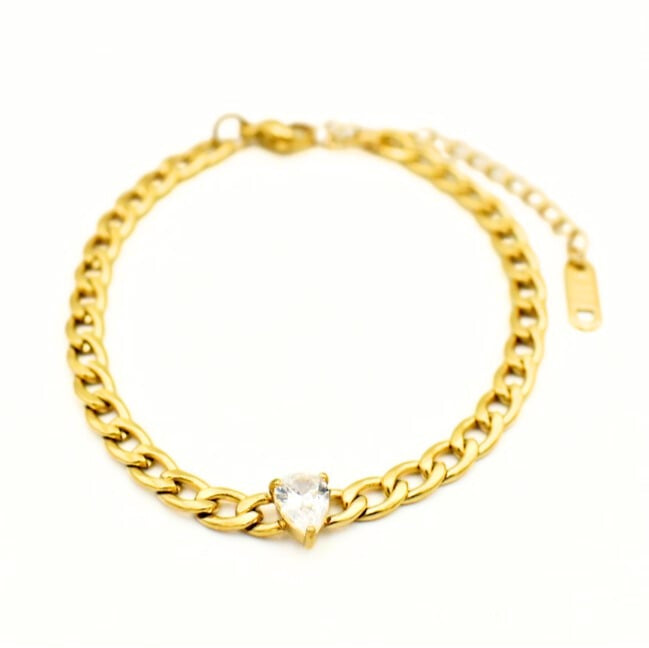Gold Toned Tear Drop Link Bracelet