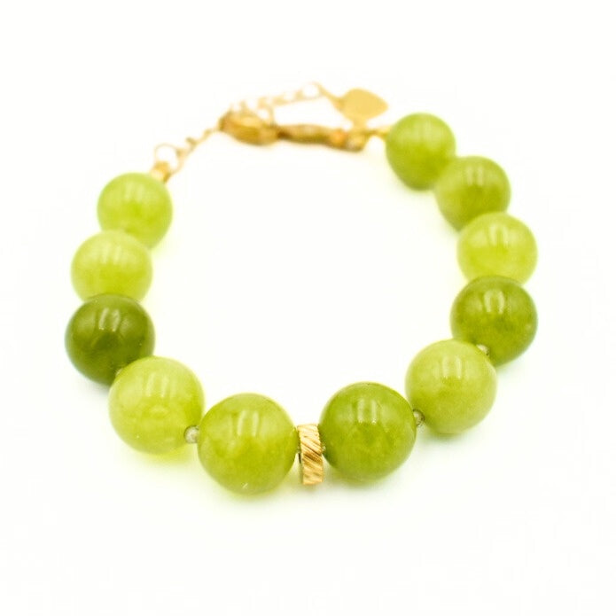 Gold Toned Green Stones Bracelet