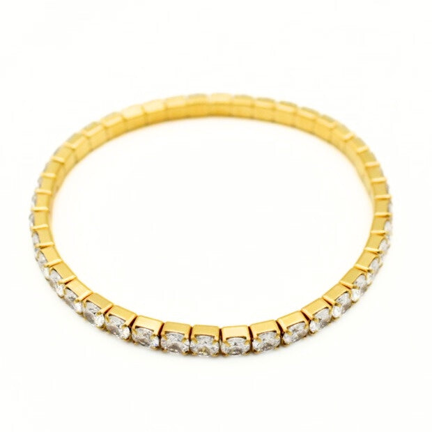 Gold Toned Pave Stretchy Bracelet