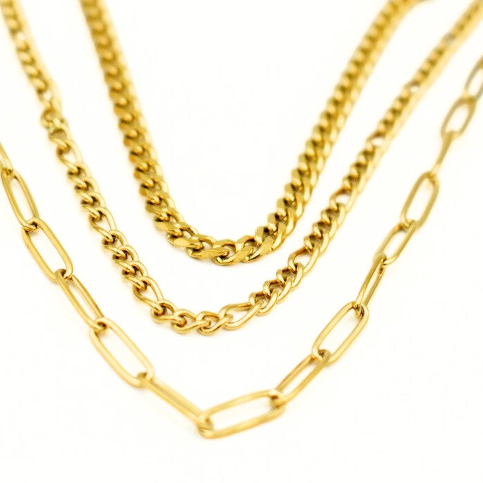 Gold Toned Layered Stackable Chain Necklace