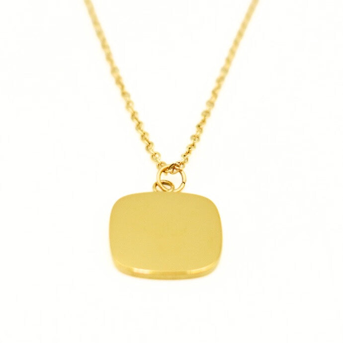 Gold Toned Square Pendant Sweater Necklace