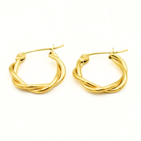 Gold Toned Twisted Hoop Earrings