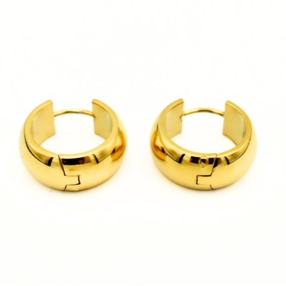 Gold Toned Hollow Hoop Earrings