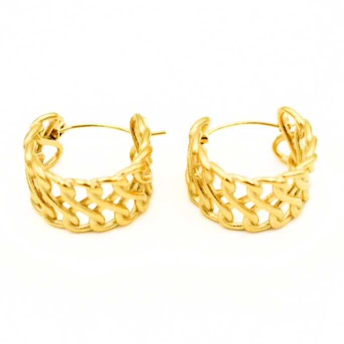 Gold Toned Chunky Link Chain Earrings