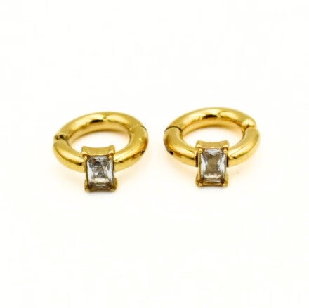 Gold Toned Zirconia Cuff Earrings