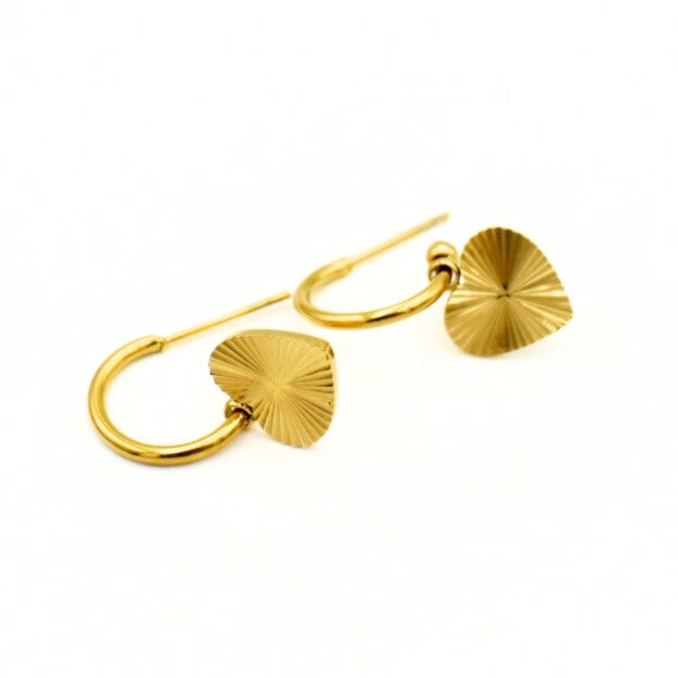 Gold Toned Heart Burst Hoop Earrings