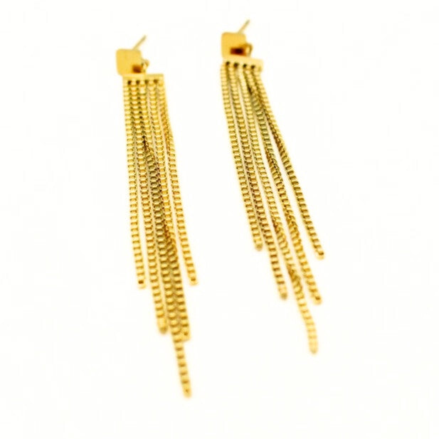 Gold Toned Chunky Tassel Drop Earrings