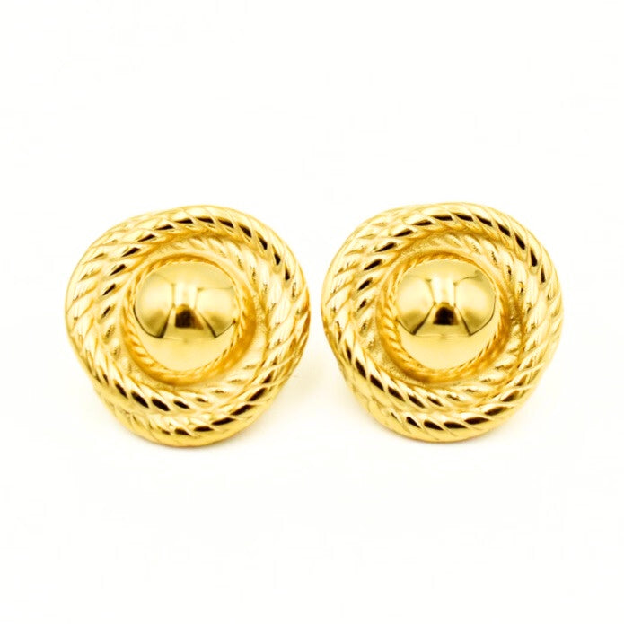 Gold Toned Chunky Screw Stud Earrings