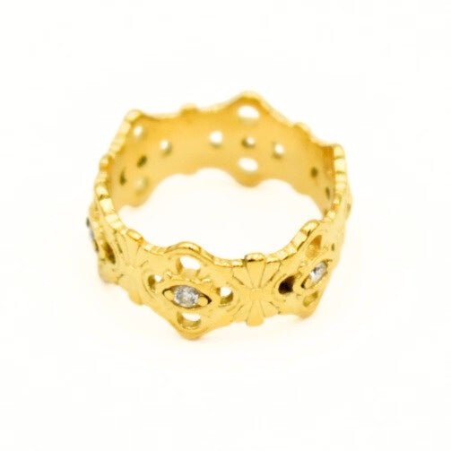 Gold Toned Hollow Flower Ring