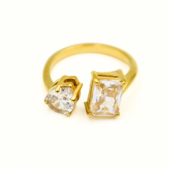 Gold Toned Clear CZ Adjustable Rings