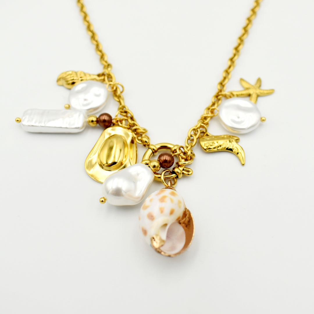 Gold Toned Multi Charm Necklace