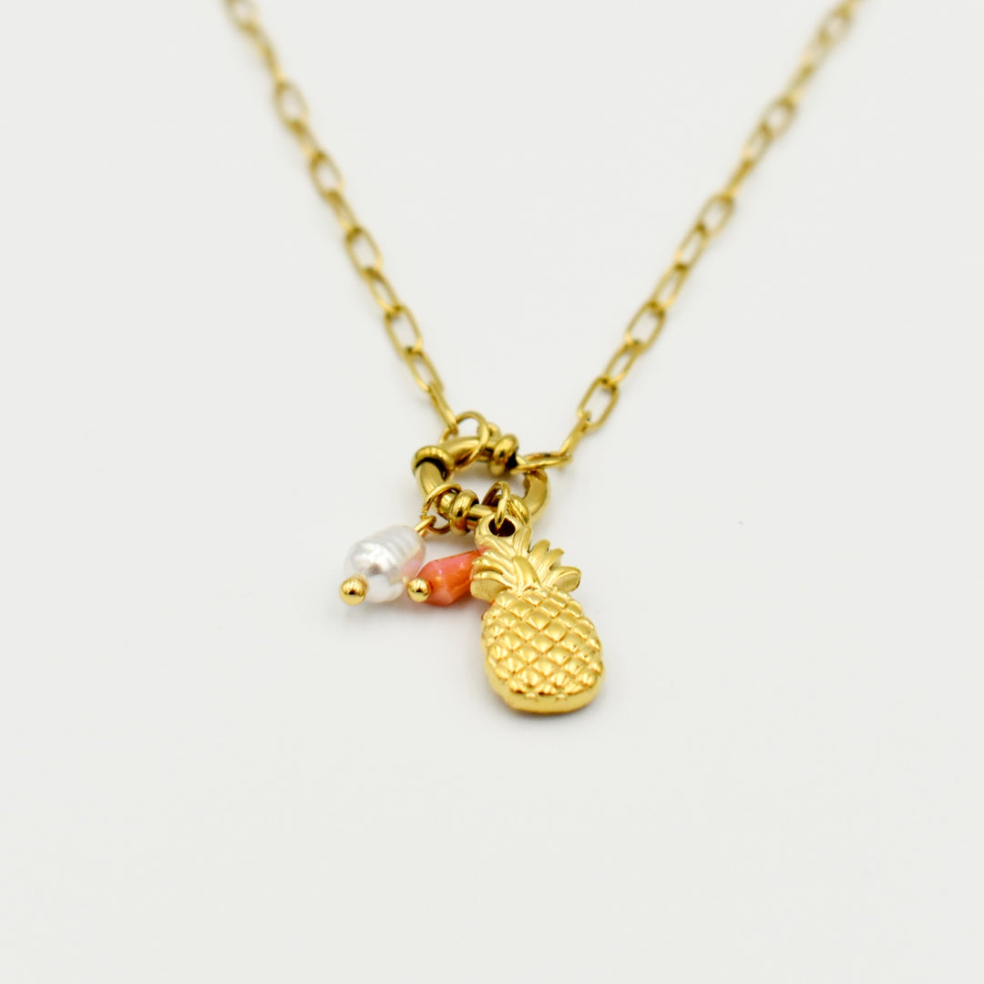 Gold Toned Pineapple Pendant Necklace