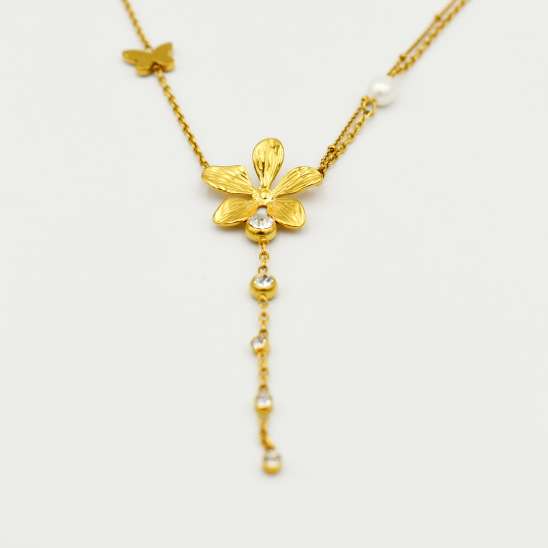 Gold Toned Sunflower Dainty Necklace
