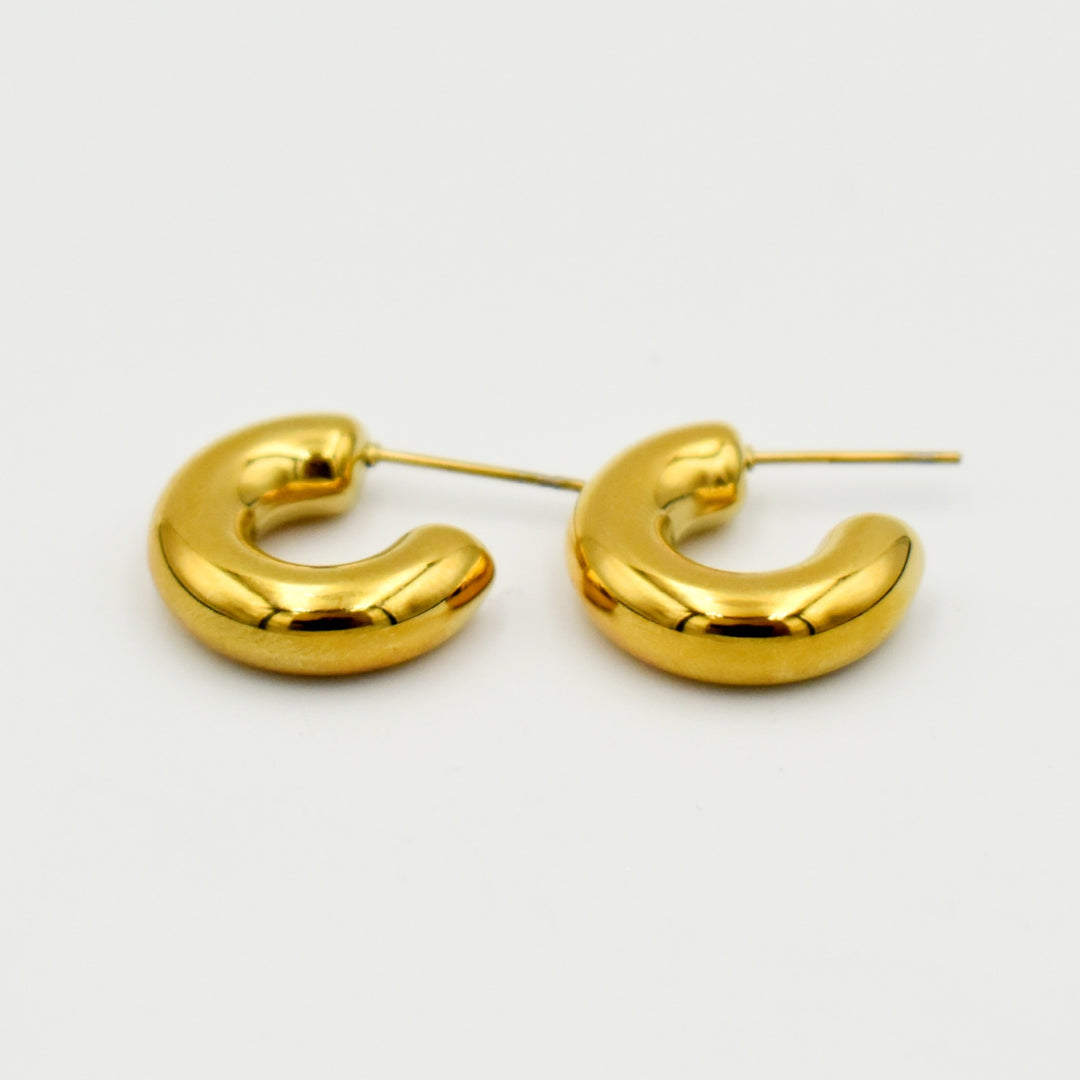 Gold Toned 2cm Stylish Hoop Earrings