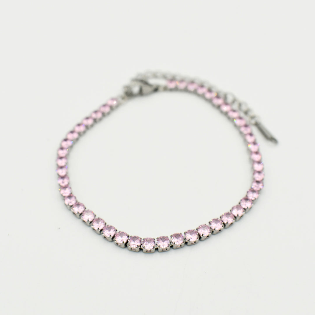 Pink Cubic Tennis Bracelet