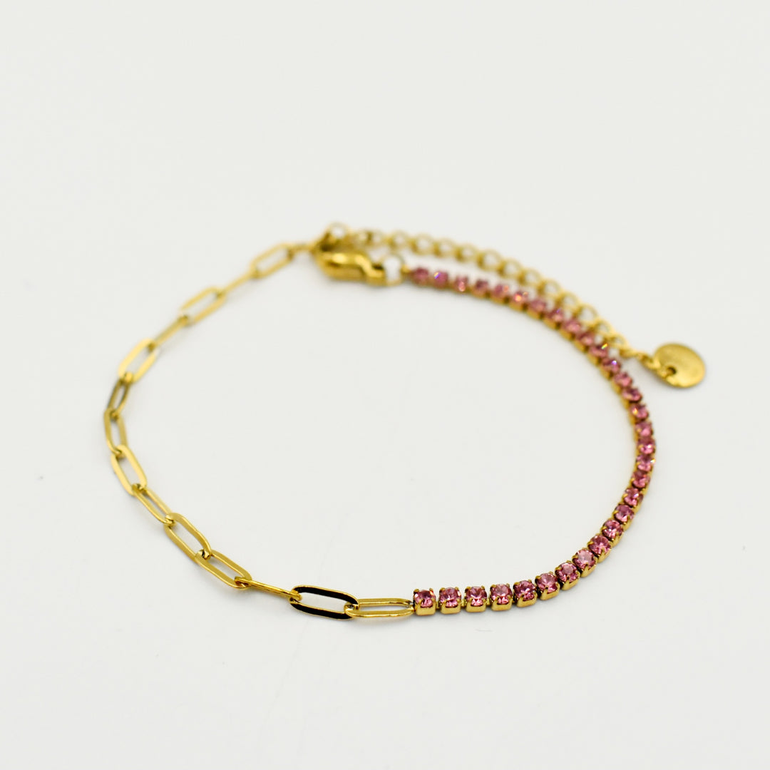 Gold Toned Pin Cubic Tennis Bracelet