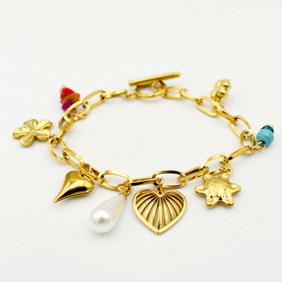 Gold Toned T-Cross Charm Bracelet