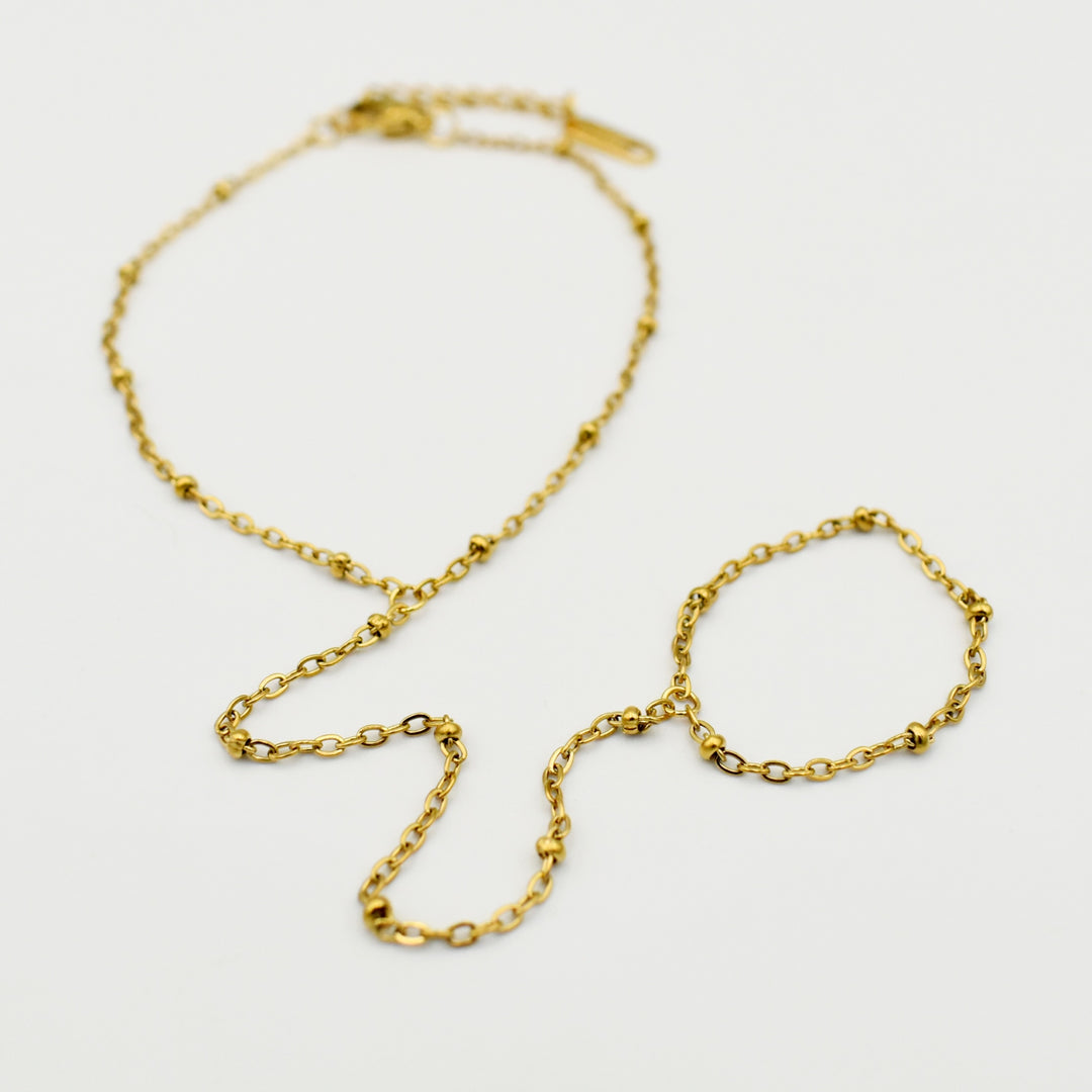 Gold Toned Dainty Finger Ring Bracelet