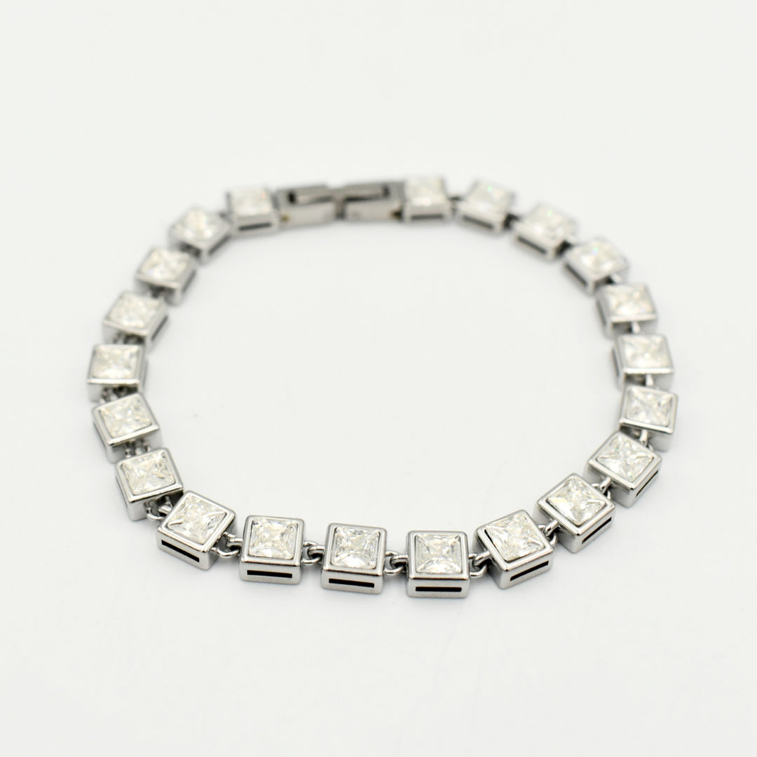 Rhodium Plated Cubic Zirconia Bracelet