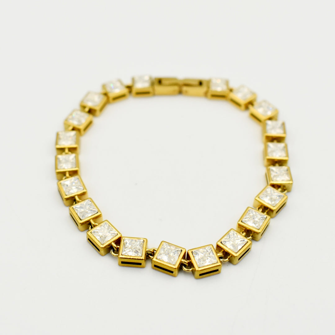Gold Toned Cubic Zirconia Stylish Bracelet