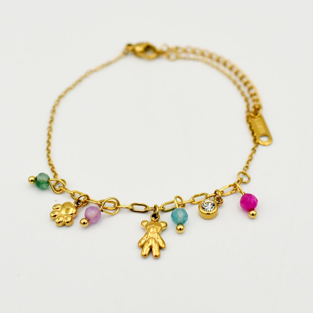 Gold Toned Bear Charm Bracelet