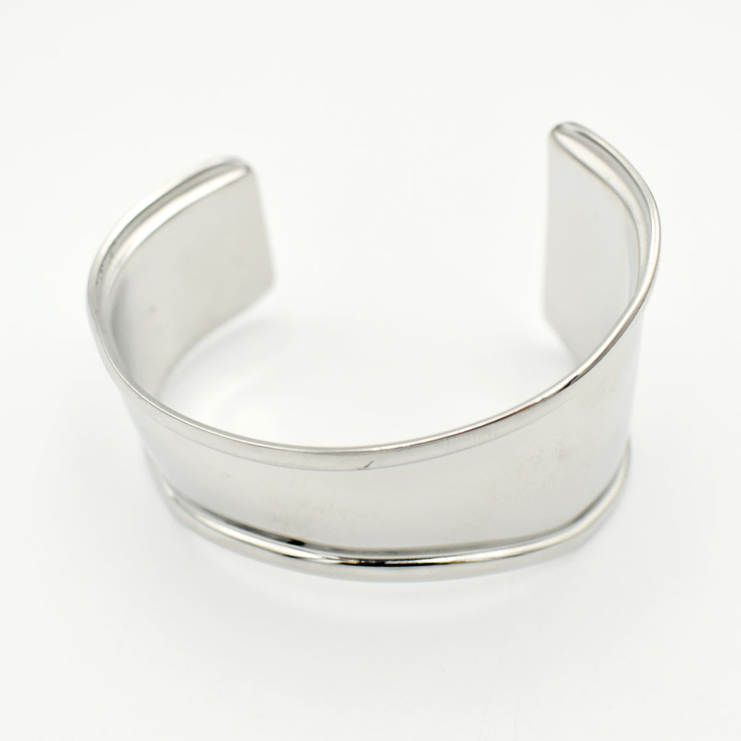 Rhodium Plated Curved Bangle