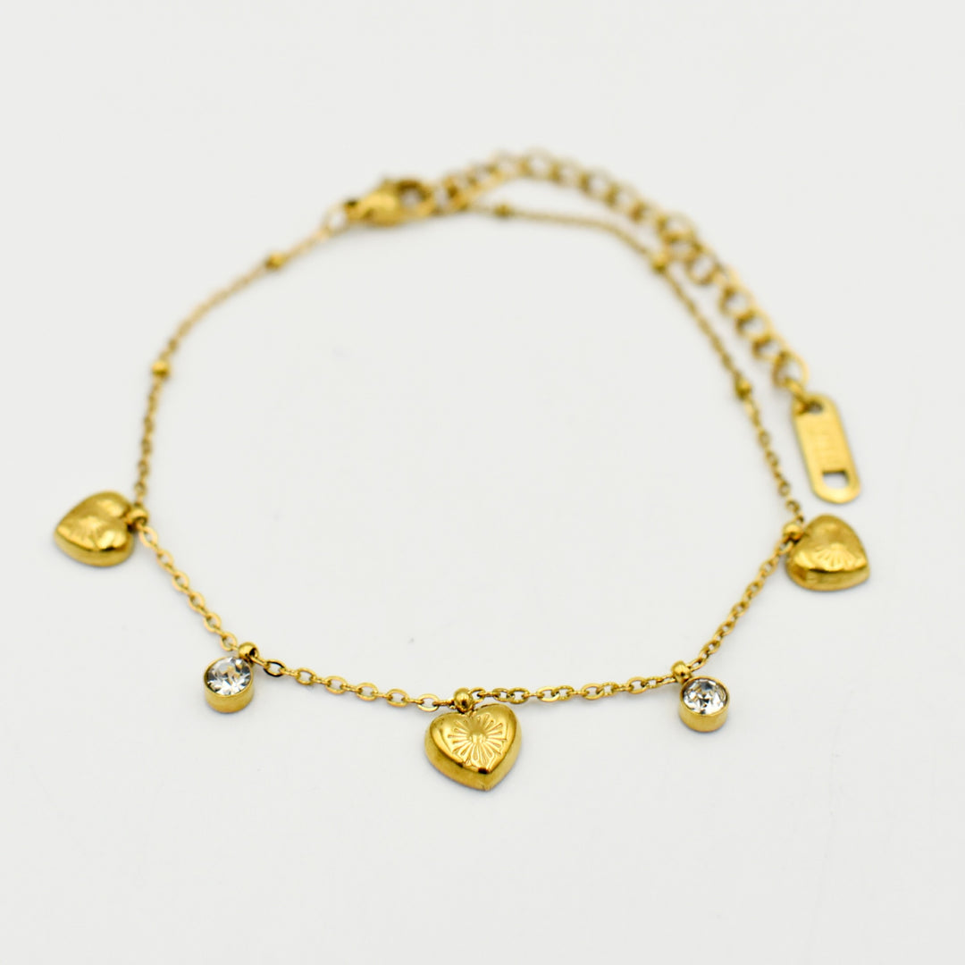 Gold Toned Heart with Cubic Bracelet