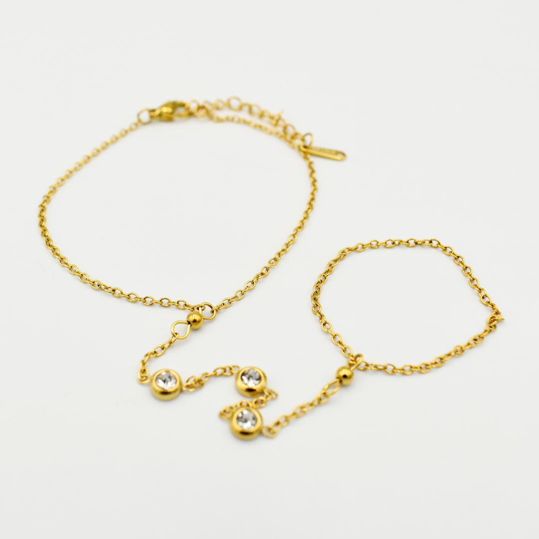 Gold Toned Cubic Ring Bracelet