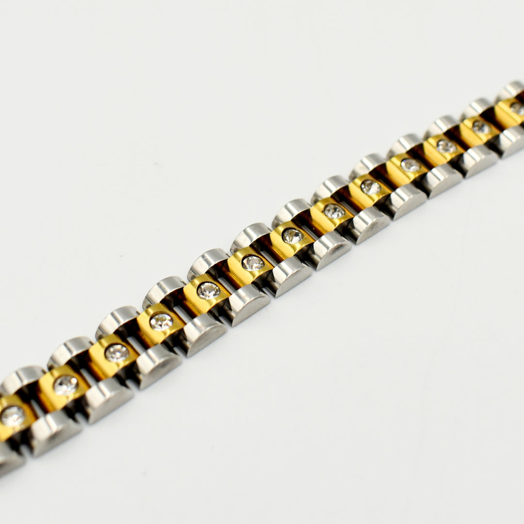 Gold Toned Two-Tone Diamante Bracelet