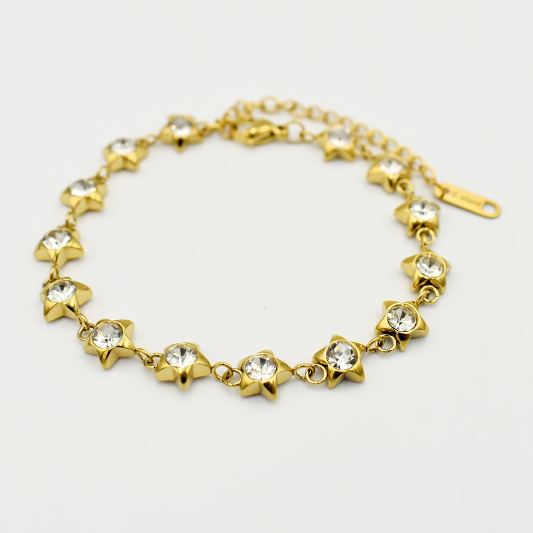 Gold Toned Star Cubic Zirconia Bracelet