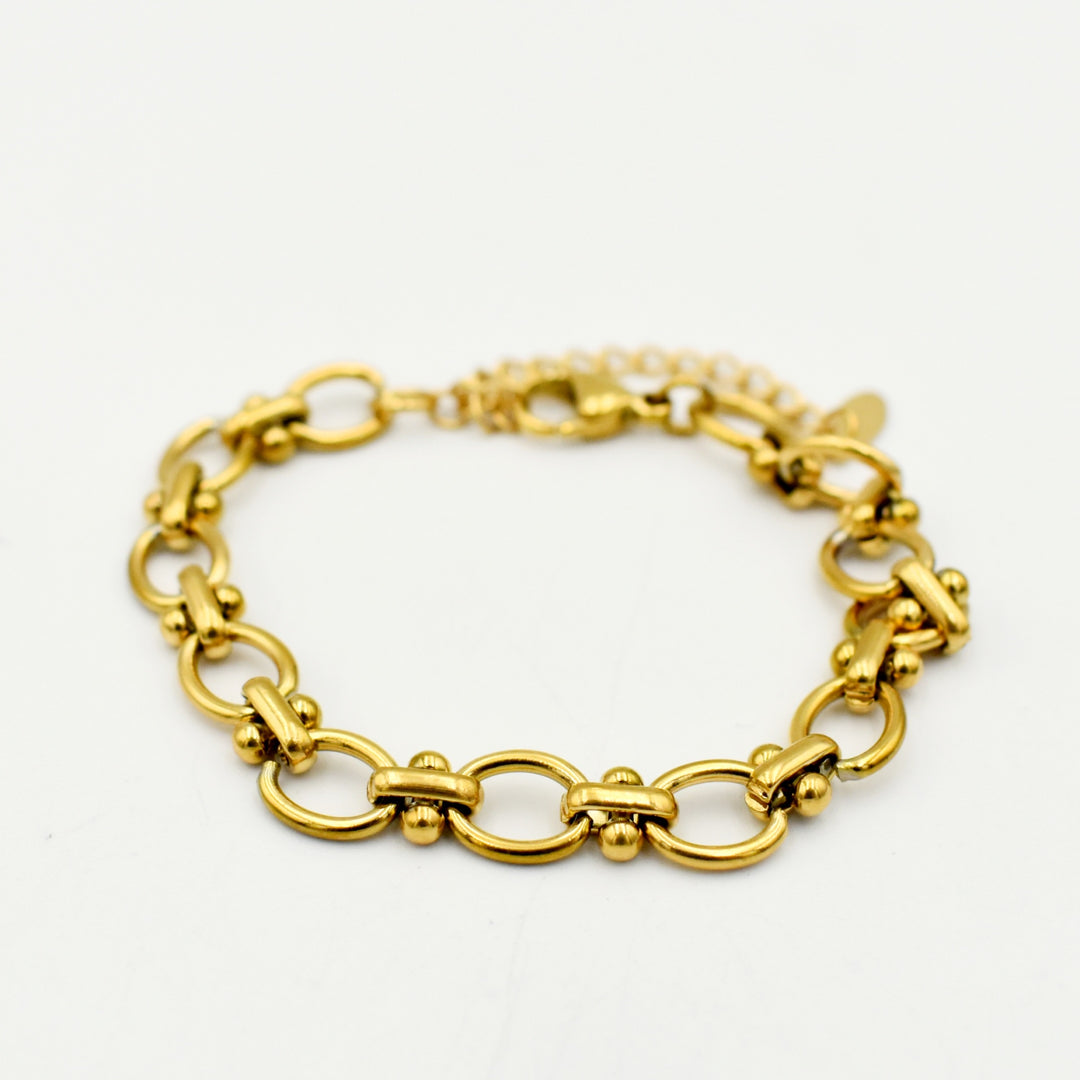 Gold Toned Lock Linked Chain Bracelet