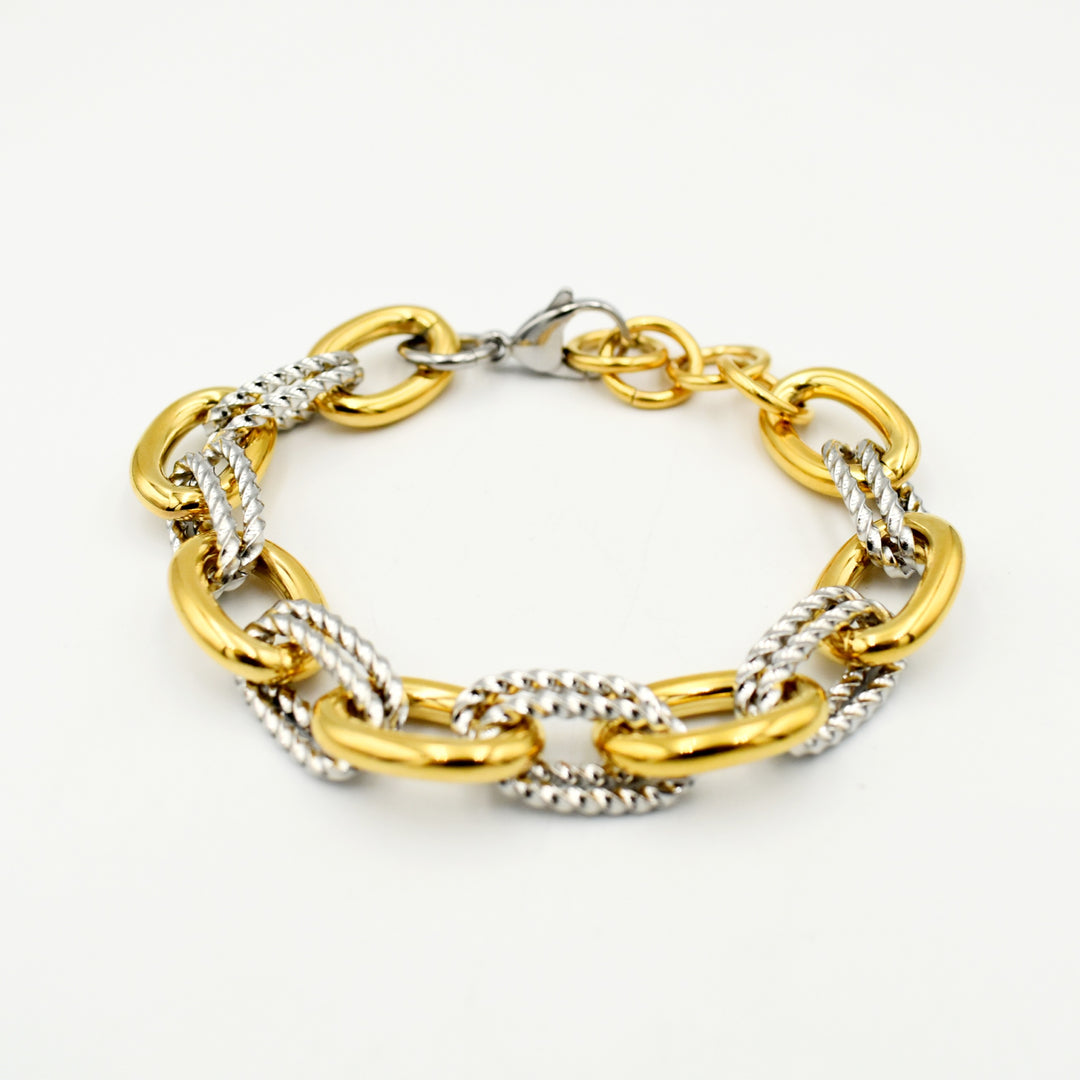 Gold Toned Chunky Two-Tone Bracelet