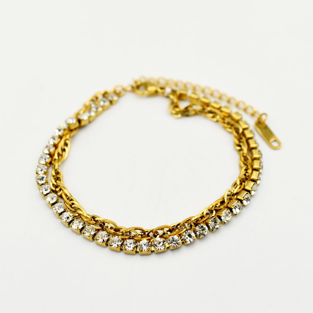 Gold Toned Layered Tennis Bracelet