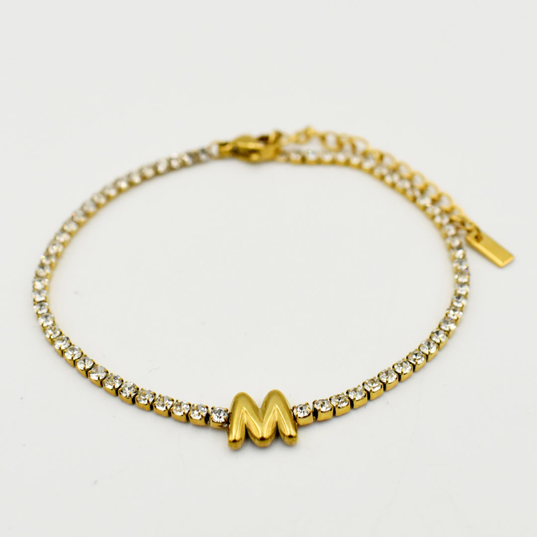 Gold Toned Letter 'M' Bracelet