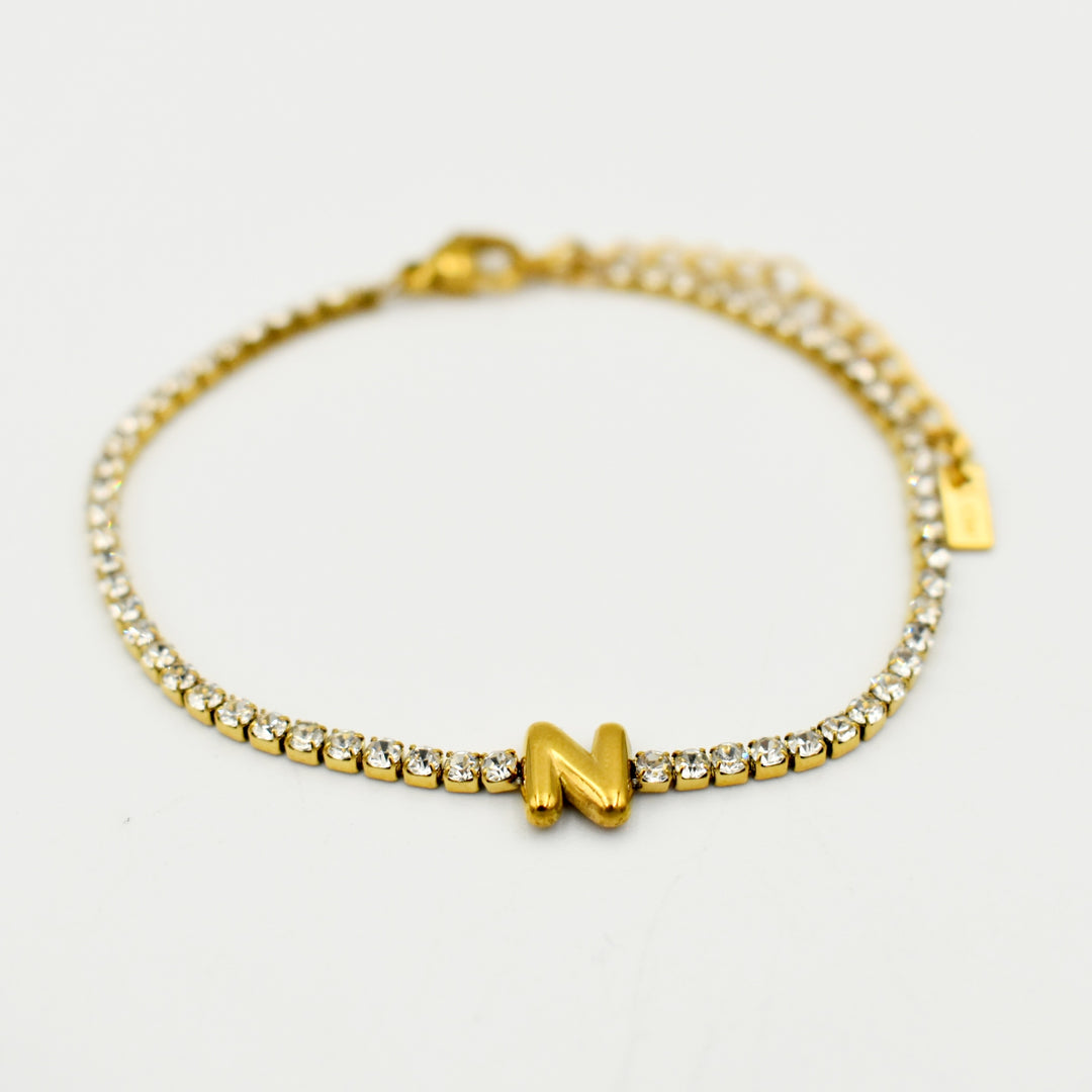 Gold Toned Letter 'N' Bracelet