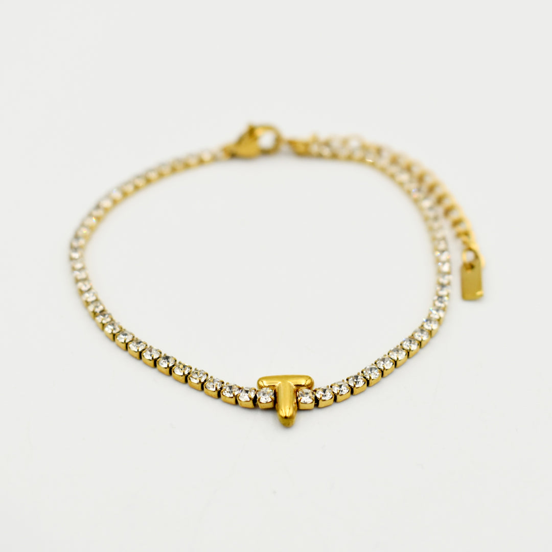 Gold Toned Letter 'T' Bracelet
