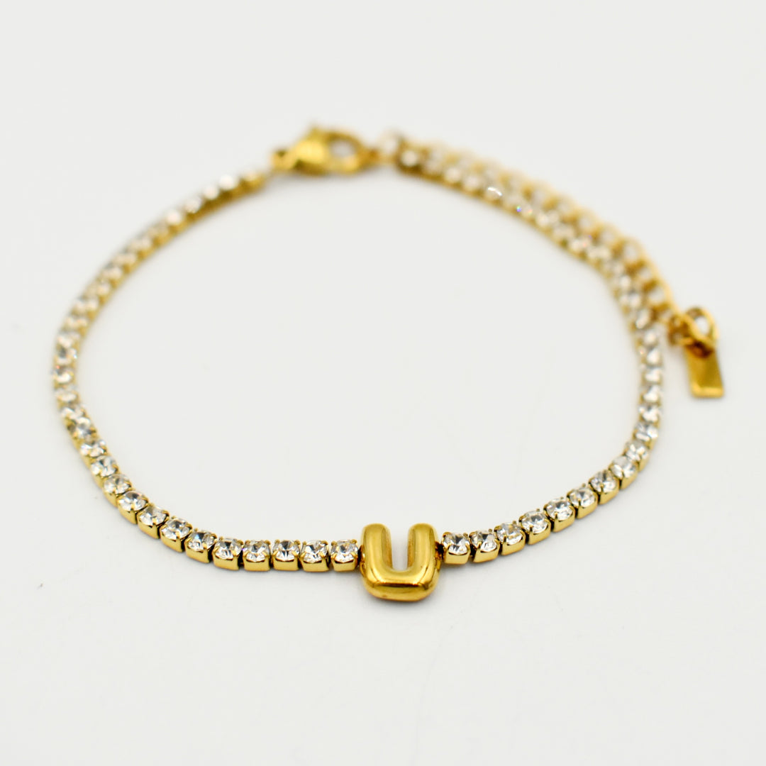Gold Toned Letter 'U' Bracelet