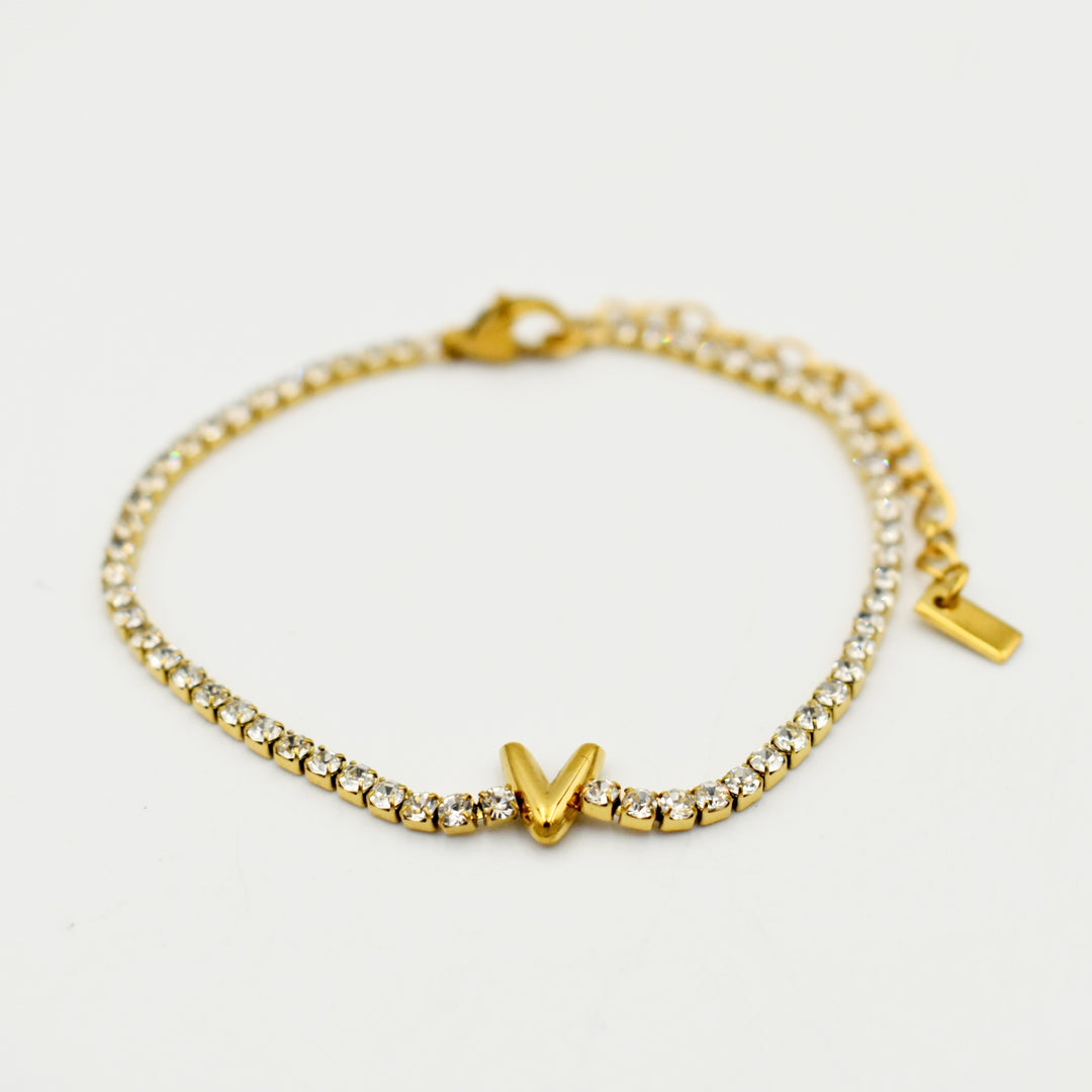 Gold Toned Letter 'V' Bracelet
