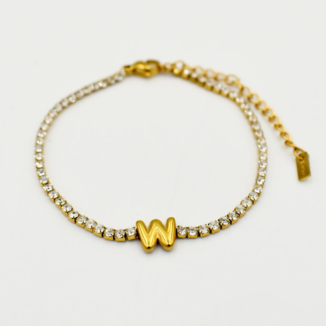 Gold Toned Letter 'W' Bracelet