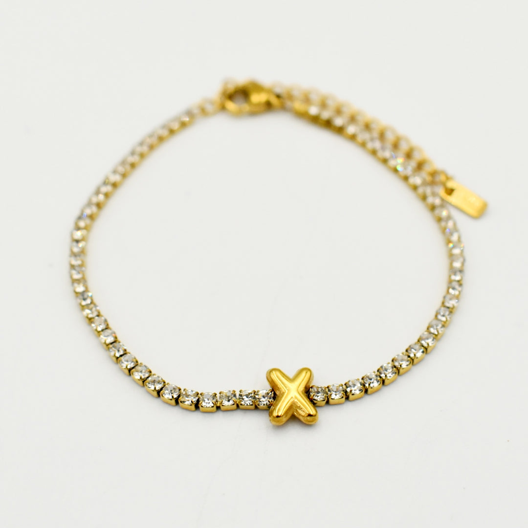 Gold Toned Letter 'X' Bracelet