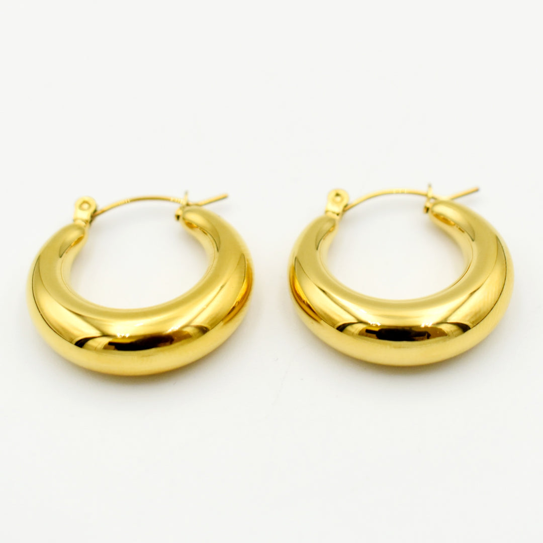 Gold Toned Hollow Circle Hoop Earrings