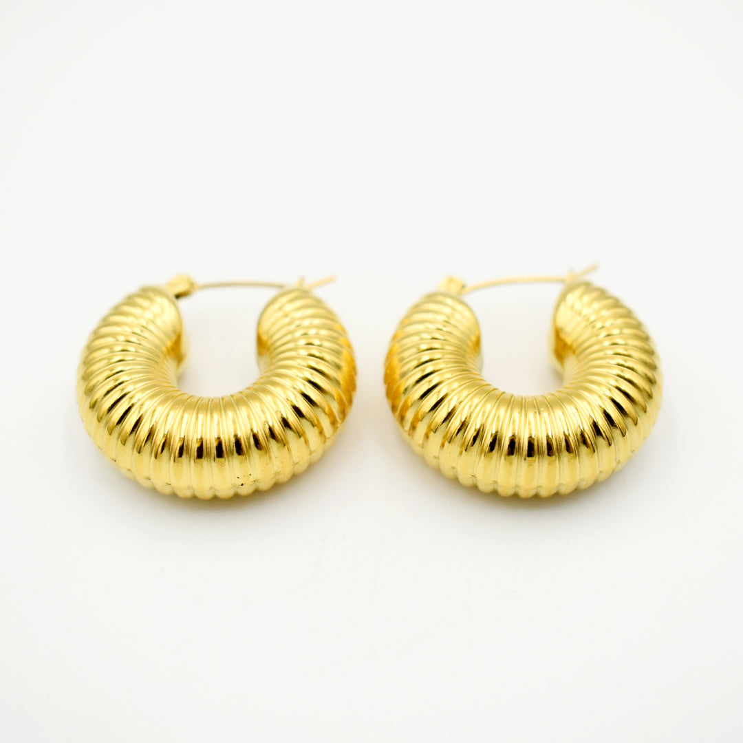 Gold Toned Snail Hollow Hoop Earrings