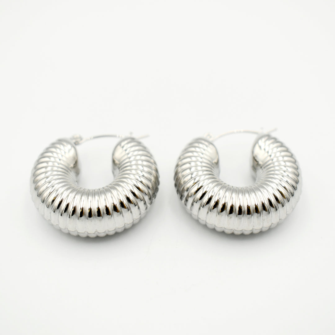 Rhodium Plated Snail Hollow Hoop Earrings