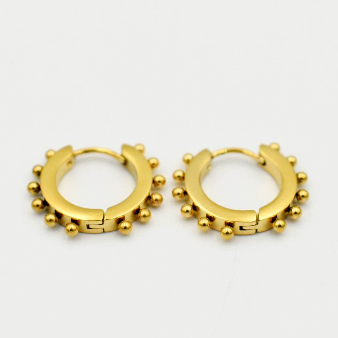Gold Toned Bead Hoop Earrings