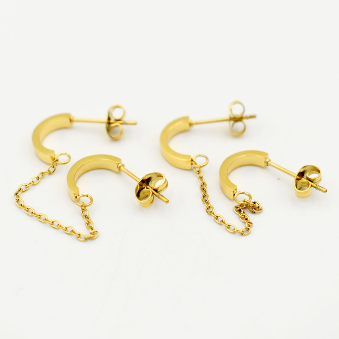 Gold Toned Double Hoop Earrings